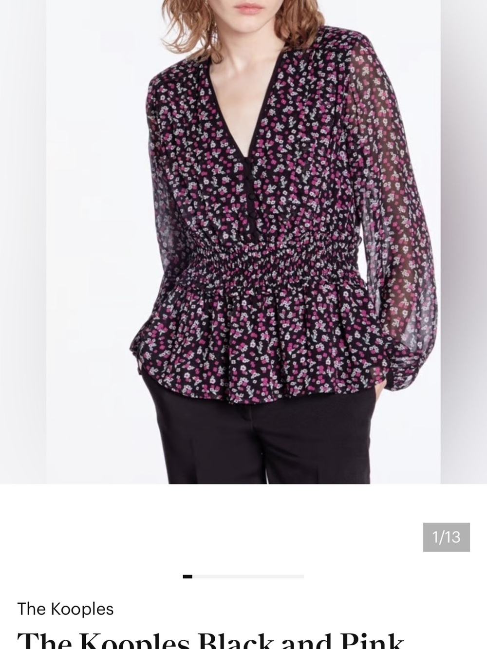 Kooples Blouse with button detail and sheared waist